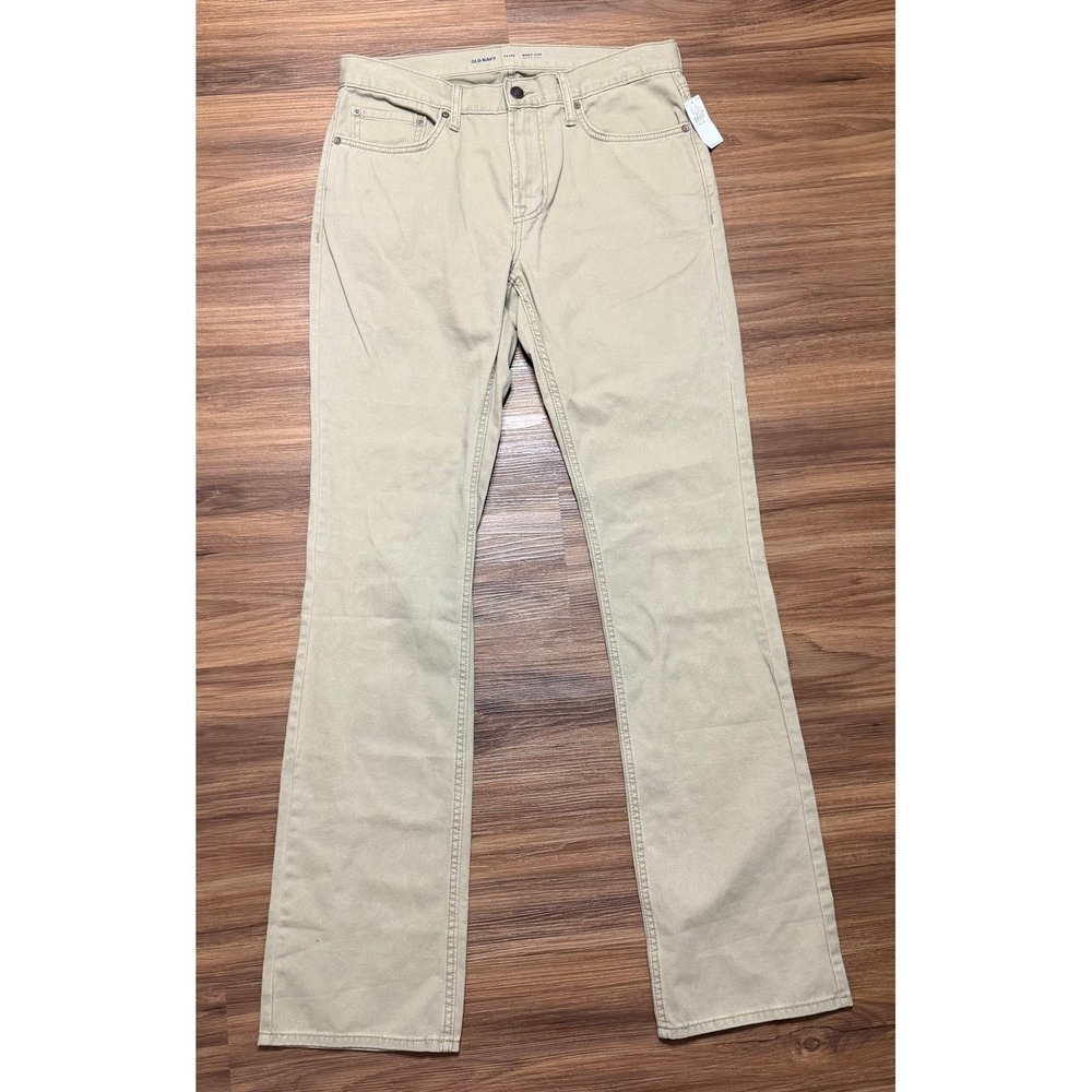 Old Navy Mens Boot-Cut Built-In Tough Khaki Tan Cotton Pants Sz 32x36 NWT
